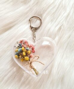 Handmade baby’s breath floral charm in clear acrylic case