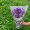 Purple baby’s breath bouquet with LED fairy lights