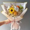 Te Amo preserved flower bouquet with sola sunflower cotton blooms and dried flowers
