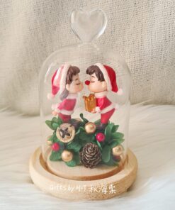 Christmas Couple Preserved Glass Dome without light