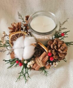 Christmas Tea Light Preserved Table Centerpiece top view