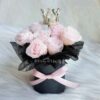 Preserved pink rose flower box with princess tiara