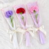 Handmade crochet carnation flower single stem gift