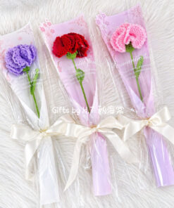 Handmade crochet carnation flower single stem gift