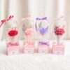 A preserved carnation flower arranged with dried florals inside a clear display box, finished with ribbon accents, designed as an elegant Mother’s Day gift.