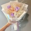 Lilac preserved rose bouquet with cotton blooms
