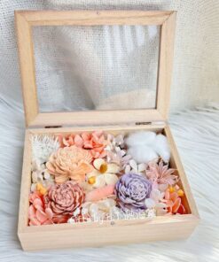 Preserved flower wooden keepsake box with hydrangeas