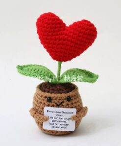 Handmade emotional support plant crochet doll with encouraging message