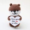 Love You Like No Otter handmade crochet otter doll with heart