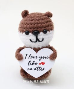 Love You Like No Otter handmade crochet otter doll with heart