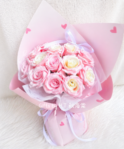 Pink and ivory soap rose bouquet Mother’s Day gift
