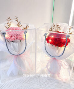 Carnation soap bouquet with LED lights Mother’s Day gift